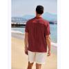 COOFANDY Men’s Casual Henley Shirt Band Collar Short Sleeve Shirt Summer Beach Hippie T-Shirt(Wine Red)