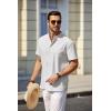 COOFANDY Men’s Casual Henley Shirt Short Sleeve Summer Beach Band Collar Shirt Hippie Henley T-Shirts with Pocket(All White)