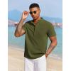 COOFANDY Men’s Casual Henley Shirt Short Sleeve Summer Beach Band Collar Shirt Hippie Henley T-Shirts with Pocket(Army Green)