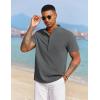 COOFANDY Men’s Casual Henley Shirt Short Sleeve Summer Beach Band Collar Shirt Hippie Henley T-Shirts with Pocket(Dark Grey)