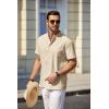 COOFANDY Men’s Casual Henley Shirt Short Sleeve Summer Beach Band Collar Shirt Hippie Henley T-Shirts with Pocket(Khaki)