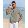 COOFANDY Men’s Casual Henley Shirt Short Sleeve Summer Beach Band Collar Shirt Hippie Henley T-Shirts with Pocket(Light Grey)