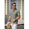 COOFANDY Men’s Casual Henley Shirt Short Sleeve Summer Beach Band Collar Shirt Hippie Henley T-Shirts with Pocket(Light Grey)