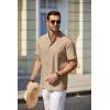 COOFANDY Men’s Casual Henley Shirt Short Sleeve Summer Beach Band Collar Shirt Hippie Henley T-Shirts with Pocket(Moon Grey)
