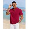 COOFANDY Men’s Casual Henley Shirt Short Sleeve Summer Beach Band Collar Shirt Hippie Henley T-Shirts with Pocket(Red)
