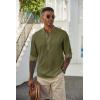 COOFANDY Men’s Casual Henley Shirts Long Sleeve Band Collar Lightweight Beach Shirts Summer T-Shirts(Army Green)