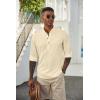 COOFANDY Men’s Casual Henley Shirts Long Sleeve Band Collar Lightweight Beach Shirts Summer T-Shirts(Beige)