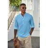 COOFANDY Men’s Casual Henley Shirts Long Sleeve Band Collar Lightweight Beach Shirts Summer T-Shirts(Denim Blue)