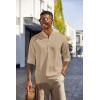 COOFANDY Men’s Casual Henley Shirts Long Sleeve Band Collar Lightweight Beach Shirts Summer T-Shirts(Khaki)