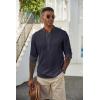 COOFANDY Men’s Casual Henley Shirts Long Sleeve Band Collar Lightweight Beach Shirts Summer T-Shirts(Navy Blue)