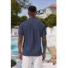 COOFANDY Men’s Casual Henley Tee Shirt Band Collar Short Sleeve Summer Beach Hippie T Shirts(Navy Blue)