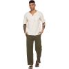 COOFANDY Mens Casual Linen Pants Elastic Waist Linen Pants Drawstring Summer Beach Yoga Linen Trouser(A- Army Green)