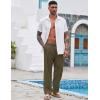 COOFANDY Mens Casual Linen Pants Elastic Waist Linen Pants Drawstring Summer Beach Yoga Linen Trouser(A- Army Green)