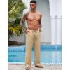COOFANDY Mens Casual Linen Pants Elastic Waist Linen Pants Drawstring Summer Beach Yoga Linen Trouser(A- Beige)