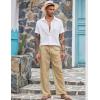 COOFANDY Mens Casual Linen Pants Elastic Waist Linen Pants Drawstring Summer Beach Yoga Linen Trouser(A- Beige)