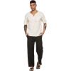 COOFANDY Mens Casual Linen Pants Elastic Waist Linen Pants Drawstring Summer Beach Yoga Linen Trouser(A- Black)