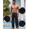 COOFANDY Mens Casual Linen Pants Elastic Waist Linen Pants Drawstring Summer Beach Yoga Linen Trouser(A- Black)