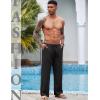 COOFANDY Mens Casual Linen Pants Elastic Waist Linen Pants Drawstring Summer Beach Yoga Linen Trouser(A- Black)