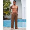 COOFANDY Mens Casual Linen Pants Elastic Waist Linen Pants Drawstring Summer Beach Yoga Linen Trouser(A- Brown)