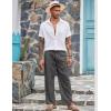 COOFANDY Mens Casual Linen Pants Elastic Waist Linen Pants Drawstring Summer Beach Yoga Linen Trouser(A- Dark Grey)