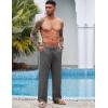 COOFANDY Mens Casual Linen Pants Elastic Waist Linen Pants Drawstring Summer Beach Yoga Linen Trouser(A- Dark Grey)