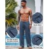 COOFANDY Mens Casual Linen Pants Elastic Waist Linen Pants Drawstring Summer Beach Yoga Linen Trouser(A- Denim Blue)