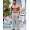 COOFANDY Mens Casual Linen Pants Elastic Waist Linen Pants Drawstring Summer Beach Yoga Linen Trouser(A- Grey)
