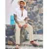 COOFANDY Mens Casual Linen Pants Elastic Waist Linen Pants Drawstring Summer Beach Yoga Linen Trouser(A- Light Khaki)