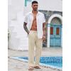 COOFANDY Mens Casual Linen Pants Elastic Waist Linen Pants Drawstring Summer Beach Yoga Linen Trouser(A- Light Khaki)