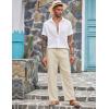 COOFANDY Mens Casual Linen Pants Elastic Waist Linen Pants Drawstring Summer Beach Yoga Linen Trouser(A- Light Khaki)