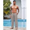 COOFANDY Mens Casual Linen Pants Elastic Waist Linen Pants Drawstring Summer Beach Yoga Linen Trouser(A- Medium Gray)