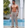 COOFANDY Mens Casual Linen Pants Elastic Waist Linen Pants Drawstring Summer Beach Yoga Linen Trouser(A- Medium Gray)