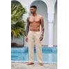 COOFANDY Mens Casual Linen Pants Elastic Waist Linen Pants Drawstring Summer Beach Yoga Linen Trouser(A- Medium Khaki)
