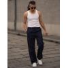 COOFANDY Mens Casual Linen Pants Elastic Waist Linen Pants Drawstring Summer Beach Yoga Linen Trouser(A- Navy Blue)
