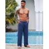 COOFANDY Mens Casual Linen Pants Elastic Waist Linen Pants Drawstring Summer Beach Yoga Linen Trouser(A- Royal Blue)