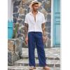 COOFANDY Mens Casual Linen Pants Elastic Waist Linen Pants Drawstring Summer Beach Yoga Linen Trouser(A- Royal Blue)