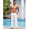 COOFANDY Mens Casual Linen Pants Elastic Waist Linen Pants Drawstring Summer Beach Yoga Linen Trouser(A- White)