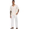 COOFANDY Mens Casual Linen Pants Elastic Waist Linen Pants Drawstring Summer Beach Yoga Linen Trouser(A- White)