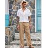 COOFANDY Mens Casual Linen Pants Elastic Waist Linen Pants Drawstring Summer Beach Yoga Linen Trouser(B- Dark Khaki)