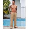 COOFANDY Mens Casual Linen Pants Elastic Waist Linen Pants Drawstring Summer Beach Yoga Linen Trouser(B- Dark Khaki)