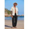 COOFANDY Mens Casual Linen Pants Elastic Waist Linen Pants Drawstring Summer Beach Yoga Linen Trouser(Black)