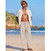 COOFANDY Mens Casual Linen Pants Elastic Waist Linen Pants Drawstring Summer Beach Yoga Linen Trouser(Khaki)