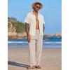 COOFANDY Mens Casual Linen Pants Elastic Waist Linen Pants Drawstring Summer Beach Yoga Linen Trouser(Khaki)