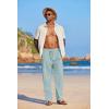 COOFANDY Mens Casual Linen Pants Elastic Waist Linen Pants Drawstring Summer Beach Yoga Linen Trouser(Light Green)