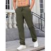 COOFANDY Mens Casual Pants Elastic Waist Chino Pants Lightweight Drawstring Pants with Pockets(Army Green)