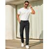 COOFANDY Mens Casual Pants Elastic Waist Chino Pants Lightweight Drawstring Pants with Pockets(Black)