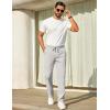 COOFANDY Mens Casual Pants Elastic Waist Chino Pants Lightweight Drawstring Pants with Pockets(Light Gray)
