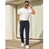 COOFANDY Mens Casual Pants Elastic Waist Chino Pants Lightweight Drawstring Pants with Pockets(Navy Blue)