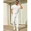 COOFANDY Mens Casual Pants Elastic Waist Chino Pants Lightweight Drawstring Pants with Pockets(White)