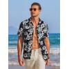 COOFANDY Mens Casual Shirts Short Sleeve Button Down Shirts Fashion Textured Summer Beach Shirt(Black&white Floral)